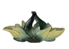 VINTAGE Hull Pottery Planter Ceramic Basket Planter Green Yellow Perfect Leaves