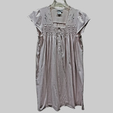 L Miss Elaine womens large nightgown short sleeve stretch floral lace midi roses