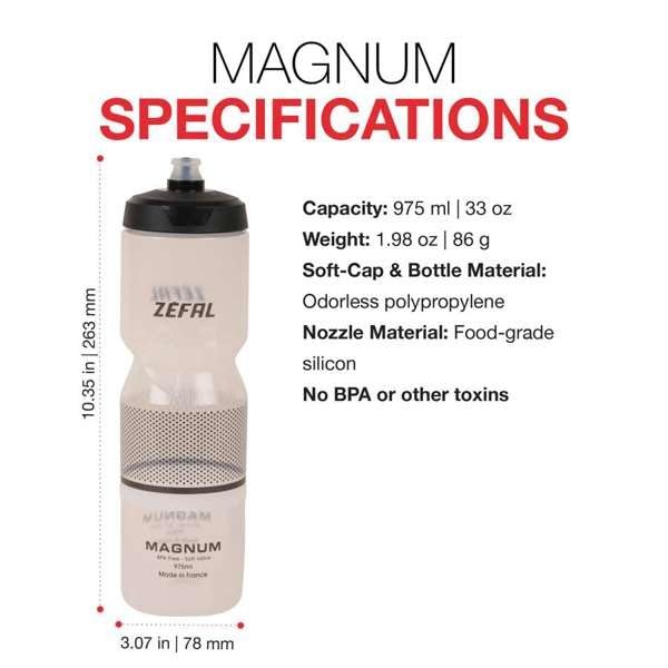  Magnum 975ml Bike Water Bottle &ndash; Translucent Black &ndash; Large 33 oz BPA Pack of 1
