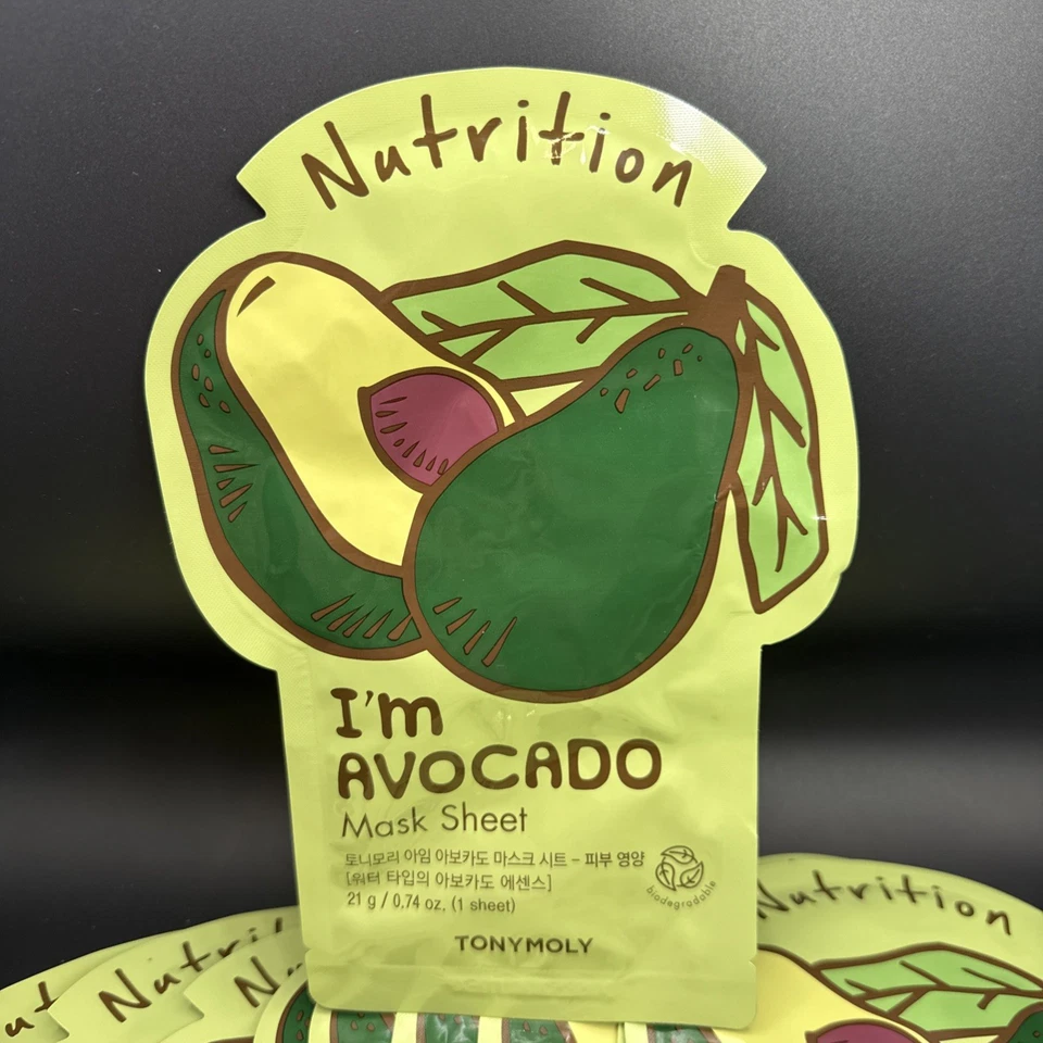 Lote De 10 TONY MOLY I’m AVOCADO Sábanas Faciales Máscara PIEMA Bach Fiesta Niñas Noche Foto 2 de 4