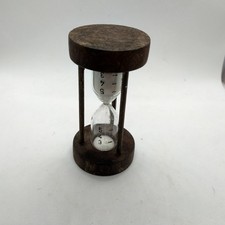 Wooden With Metal  Bars Egg Timer 5,4,3 Minute Vintage Used 3" Tall 1.5" Diam