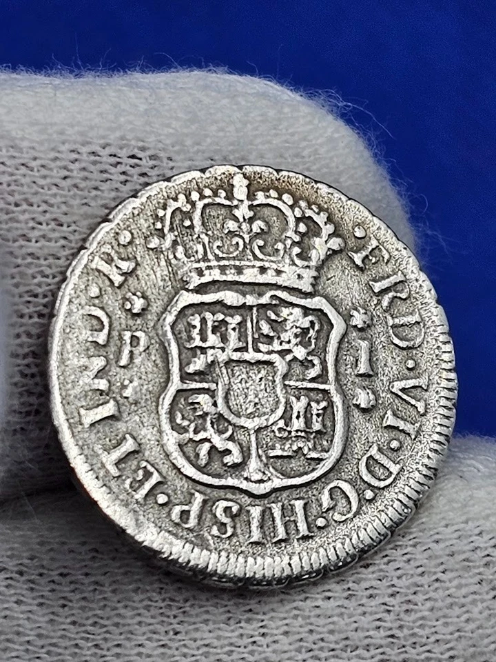 1749 P Mo Mexico City Spanish Pillar $ Colonial 1 Real Ferdinand VI - Image 2 of 4