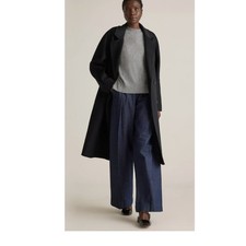 New! Quince Wm's Sx S Black Italian Wool Classic Double-Breasted Slouch Coat