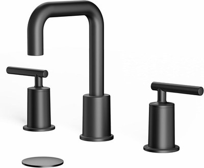 VXV Bathroom Faucet 3 Hole, 8 Inch Widespread Bathroom Sink Faucet - Matt Black