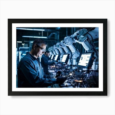 Futuristische Fabriksteuerung Navigation gerahmtes Wandbild Poster Leinwanddruck Bild