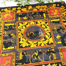 HERMES Musique des Dieux Carre 90 Silk Black Mint Condition