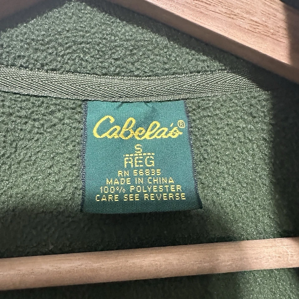 Cabela's Polartec Fleece Vest Full Zip Green Outdoor Sleeveless Pockets Sz S REG - Image 3 of 4