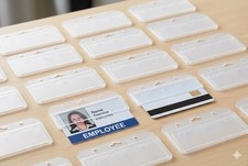 900 Bulk Rigid Hard Plastic ID Badge Holder Horizontal Clear Card Easy Access Lo