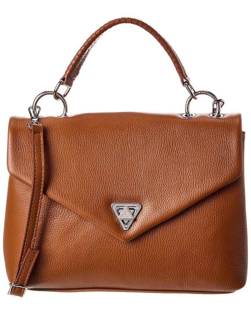 Italian Leather Top Handle Satchel Womens Brown 17590₽