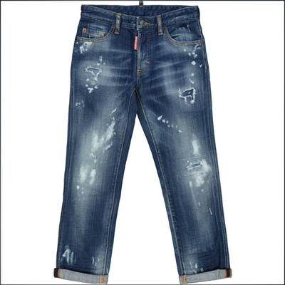 Dsquared2 blau langer Schritt enger Boden Denim Distressed Skater Jeans Größe 10 Y