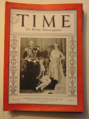 TIME Magazine-July 25, 1932-Canada's Governor Page, & First Lady