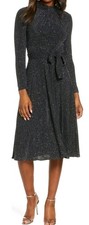 Eliza J Womens Glitter/ Sparkle Long Sleeve Mock Neck Party Dress Size 8