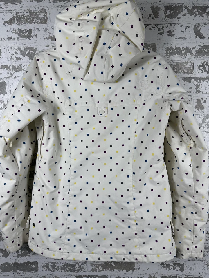 Chaqueta Burton Mujer Mediana Blanca Multicolor DRYRIDE Con Capucha Aislada Snowboard Foto 2 de 4