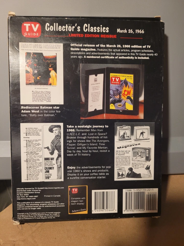 BATMAN  TV Guide Collectors Classics Mar 26, 1966 Reissue 2002 ADAM WEST Opened - Image 2 of 4