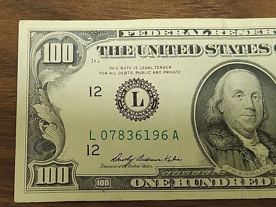 Series 1969A $100 Bill * SAN FRANCISCO * L 07836196 A - Image 3 of 4