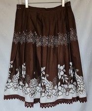 SKIRT VINTAGE TRACHTEN OKTOBERFEST DIRNDL TYROL FLORAL BROWN WOMENS US 18 EU 46