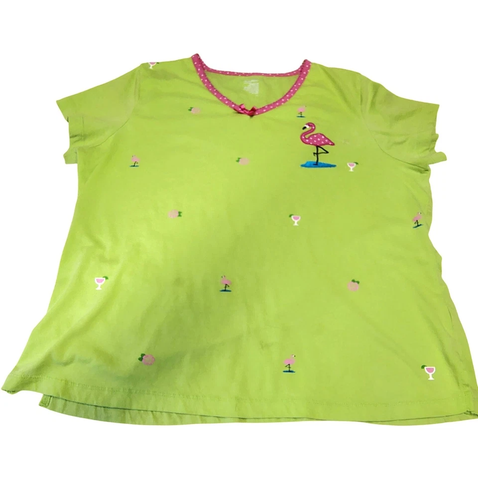 Комплект из 2 шт. пижам фламинго лаймово-зеленые женские большие шорты Top Secret Treasures - Изображение 4 из 4