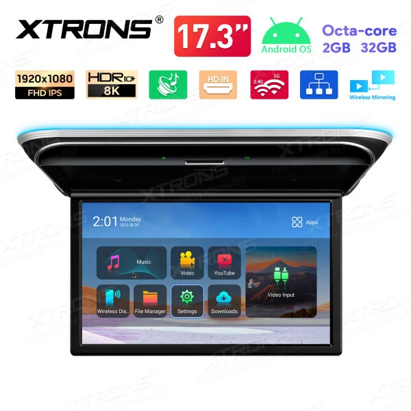 XTRONS 17.3" IPS 8Core Android Deckenmonitor HDMI 8K HDR10+ Flipdown - Bild 2 von 4