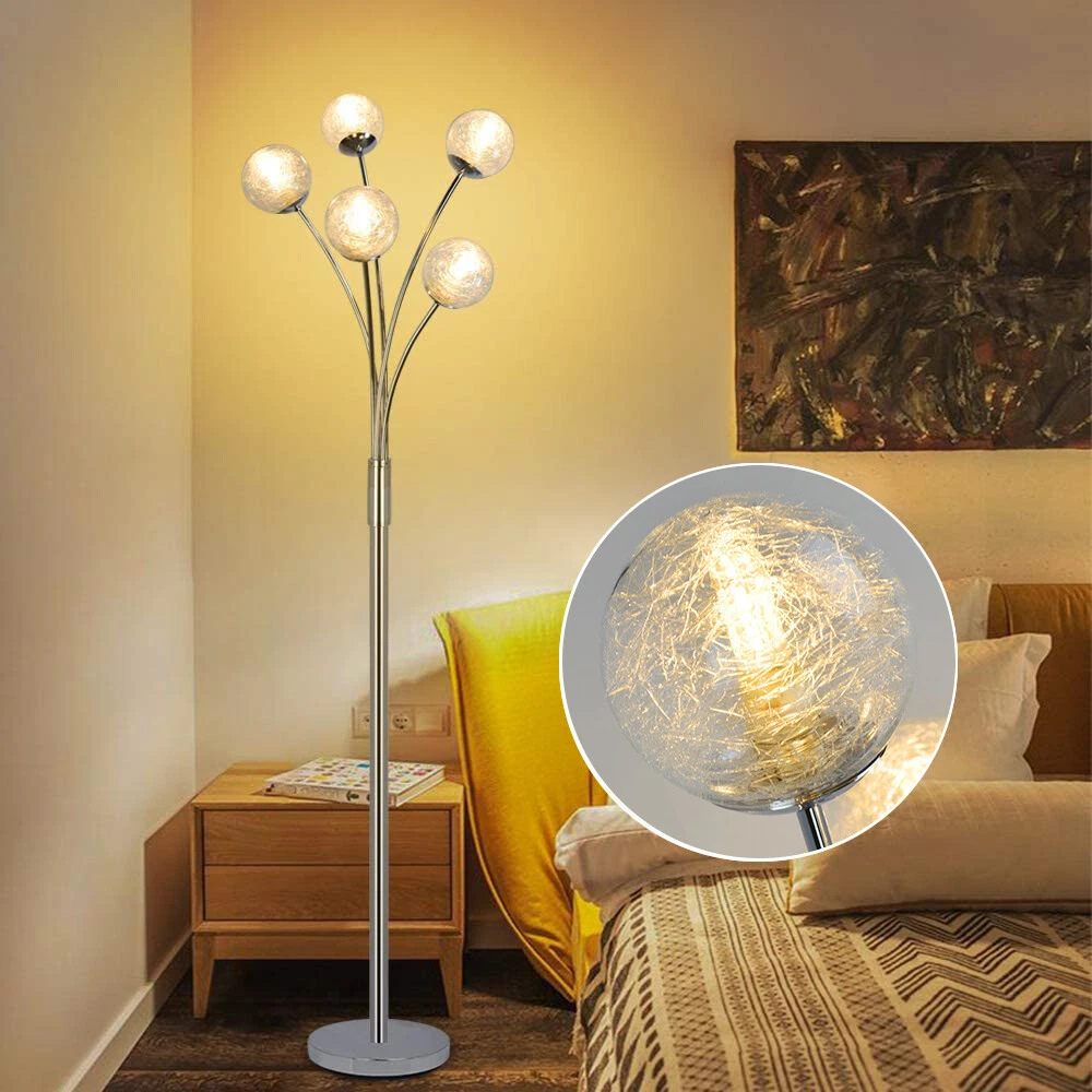 Modern Black Adjustable Floor Lamp LED Standing Reading Light with