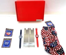 Swatch Watch 1996 ELECTION SET SCN117PACK with SCR101 Le Rouge & SCN117 Le Bleu