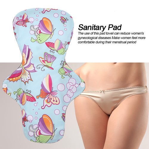 (4)Reusable Sanitary Pads Bamboo Charcoal Cloth Menstrual Pad Women Washable - Picture 5 of 21
