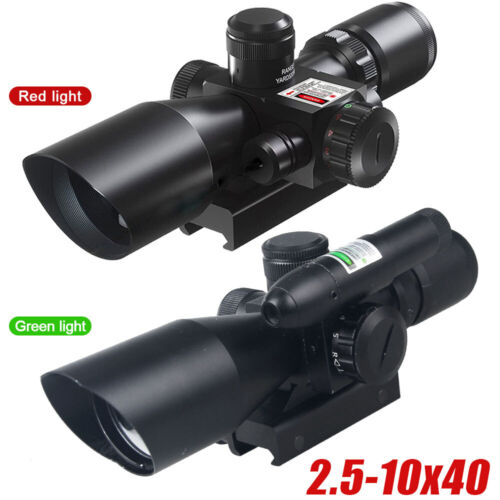 2.5-10X40 Riflescope Red/Green illuminated Mildot Optics Scope+Laser Sight Combo - Picture 2 of 18