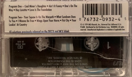 Loretta Lynn - Loretta Lynn's Greatest Hits Vol. II - (Cassette, Compilation, Re - Picture 2 of 2