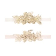 Girls White Rhinestone Flower Headband Pack Baby Christening Baptism Headband...
