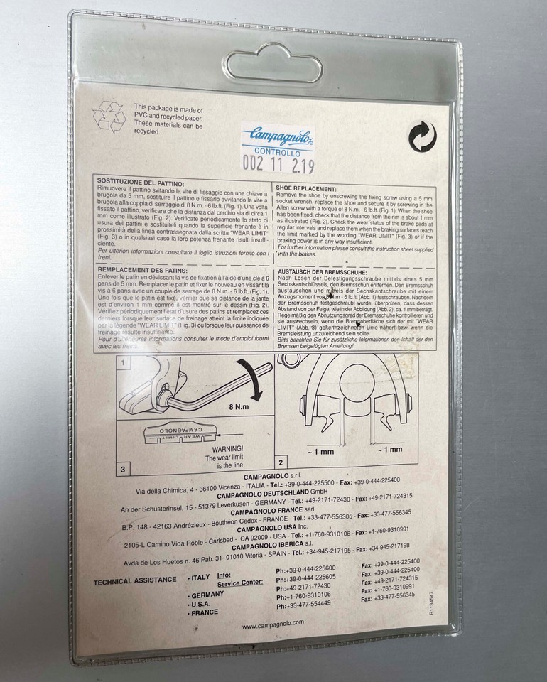 Plaquettes De Frein Campagnolo BR-CA500 Pour Jantes Alu - Lot De 4