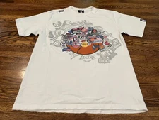 UNK NBA T-Shirt Men L White Crew Neck Basketball Teams Colorful