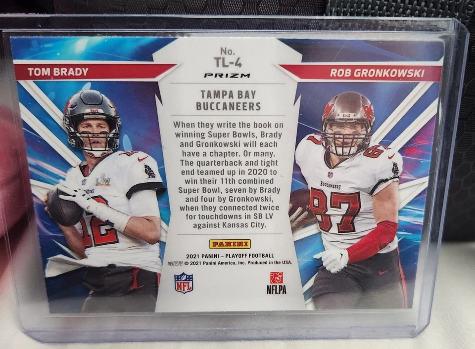 2021 Panini Playoff Tom Brady & Rob Gronkowski Thunder & Lightning Purple Prizm - Image 2 of 2