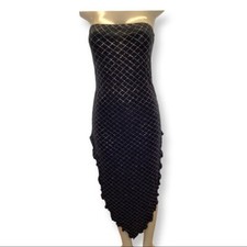 Zuliana Strapless Sparkling Lettuce Trim Dress Made in USA NWT