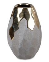 Formano Vase Blumenvase Ca. 17 Cm Hoch Aus Keramik Grau Gold Bauchig 755117