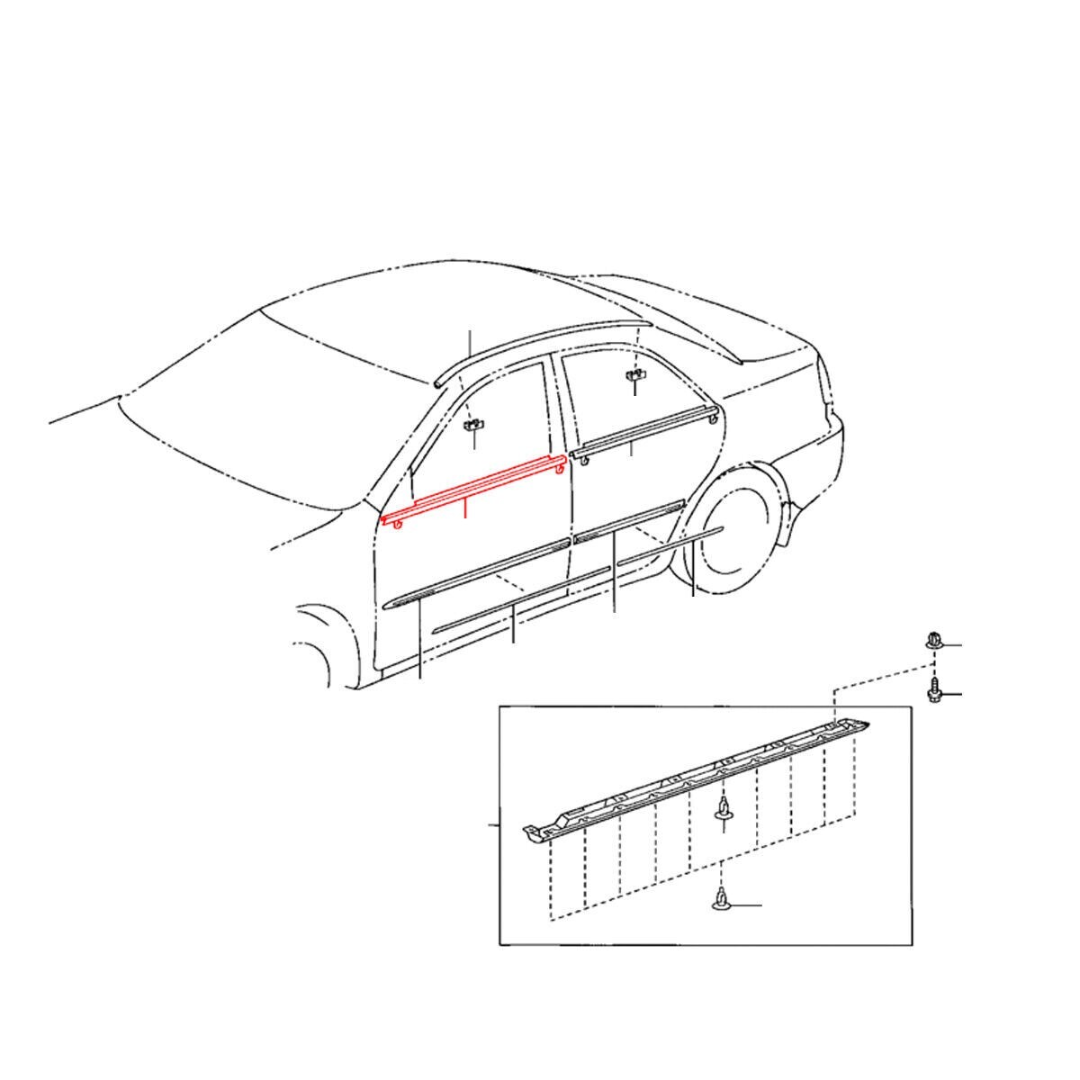 Genuine Front&Rear Door Belt Moulding Outer Fit Toyota Camry Altis