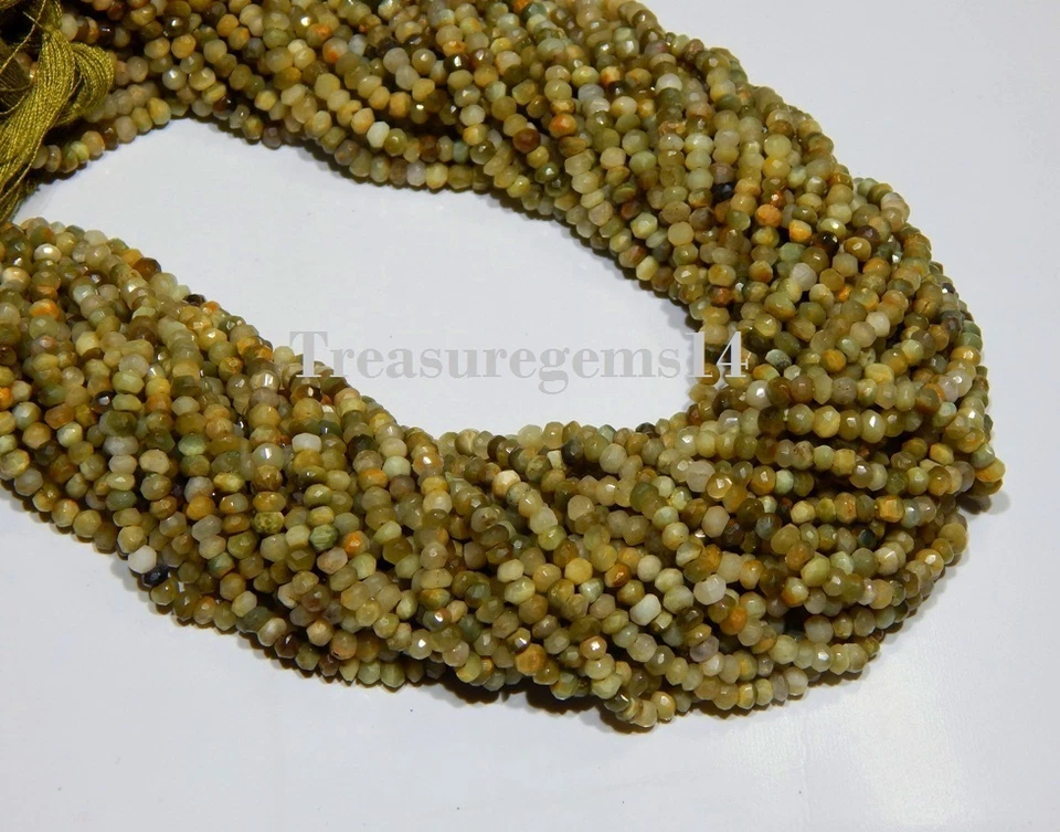 3-4mm. CUENTAS FACETADAS 100% CRISOBERILO NATURAL OJO DE GATO LEHSUNIYA MIRCO 13" HEBRA Foto 3 de 3