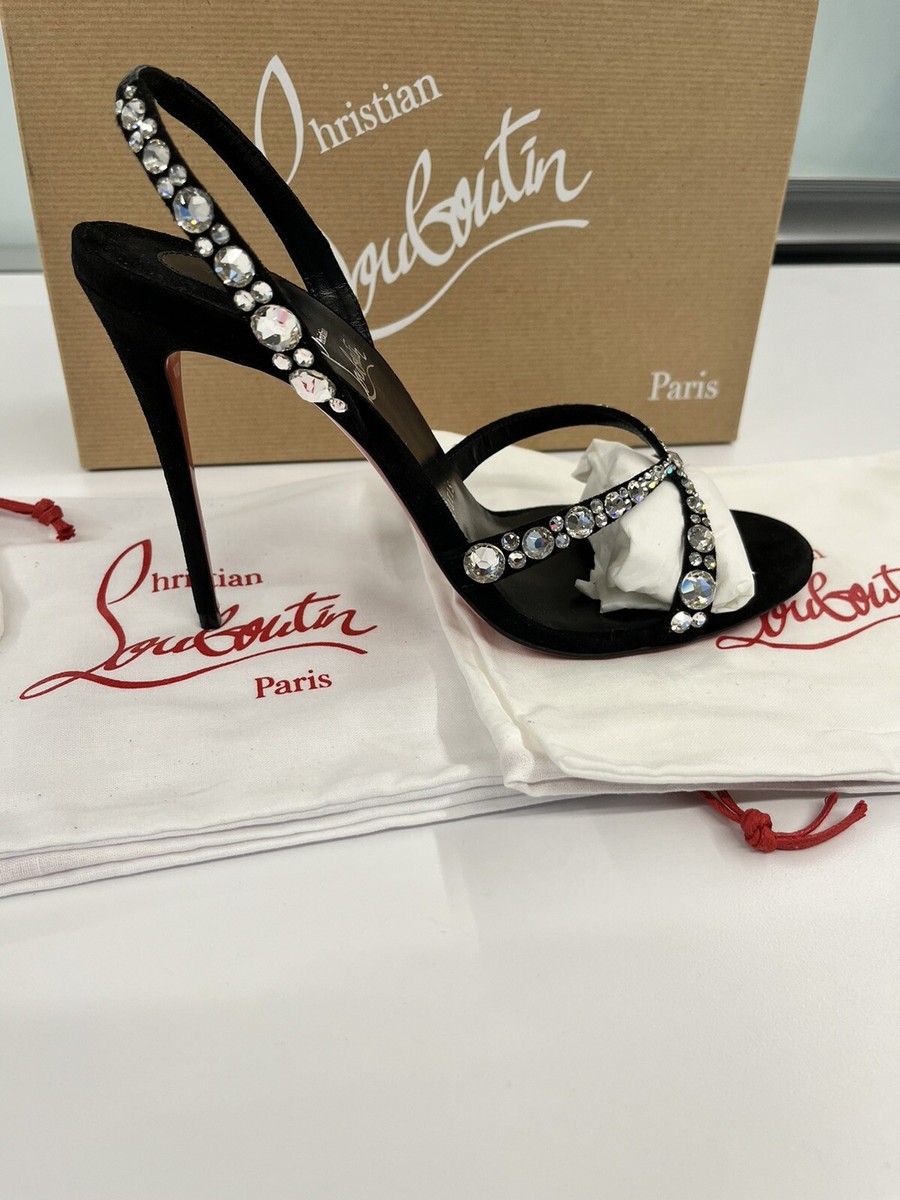 $1495 Christian Louboutin Emilie Strass 100 Crystal Sandals