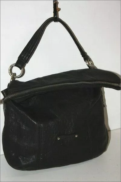 SABRINA Sac Pochette Main Cuir Noir Anse courte TBE eBay