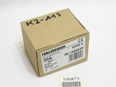 Italweber Sicherungen 1500620 NH00 20A 500VAC gL/gG Inhalt : 3 Stück / Neu OVP