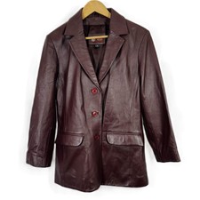Helium Warm Brown Tailored Leather Jacket Uk 14