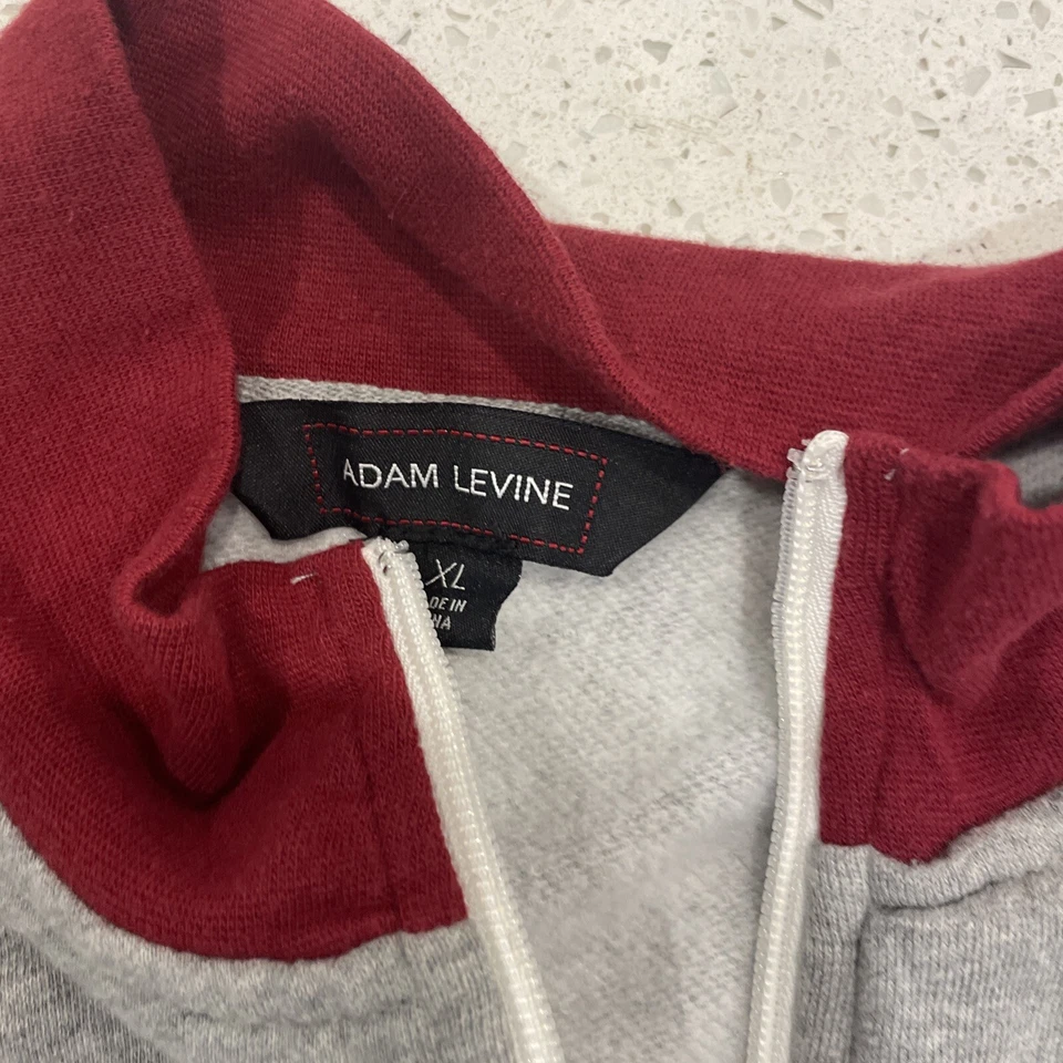 Adam Levine Men’s XL Gray Maroon Burgundy Red Full Zip Jacket - Image 2 of 4