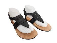 Vionic Women's Lupe Black Flat Sandals Leather US 8.5 Eur 40 Comfort Thong