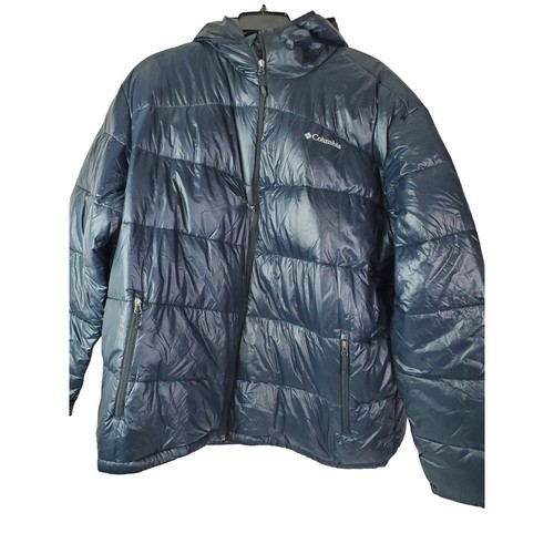 COLUMBIA TURBO DOWN 650TD OMNI HEAT PUFFER HOODED JACKET MENS 3XLT BLUE *DEFECT | eBay