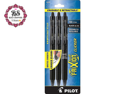 Frixion Clicker Erasable, Refillable & Retractable Gel Ink Pens, Fine Point, Bla