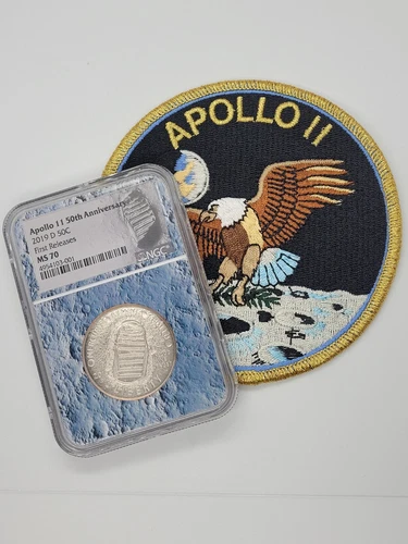 Apollo 11 50th Anniversary 2019 D 50 Cent Half Dollar NGC MS70 w/ PATCH