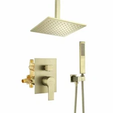 Boyel Living 10 in. Ceiling Dual Shower Head (w/Valve)  Brushed Gold SMD-88002BG