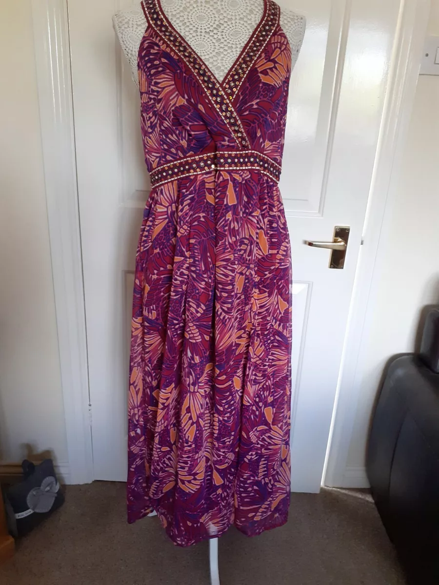 Debenhams Collection Purple Mix Maxi Dress UK14 BNWT Holiday Cruise