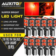AUXITO 10X LED Parking Light Bulbs 168 194 2825 T10 Wedge Canbus Super Red EOA