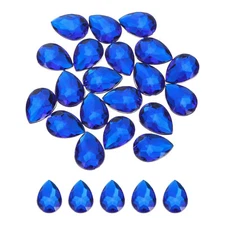20PCS Flat Back Acrylic Teardrop Gems 18x25mm Artificial Rhinestones Dark Blue