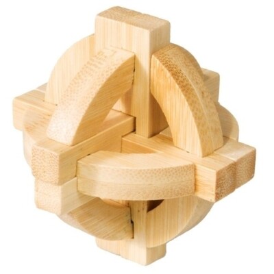 Double Disc 3D Bamboo Puzzle Fridolin IQ-Test Brain Teaser New