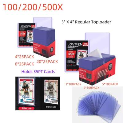 100/200/500x 3''X4'' Regular Toploader für 35pt Pokemon Magic Yugioh Kartenhüllen